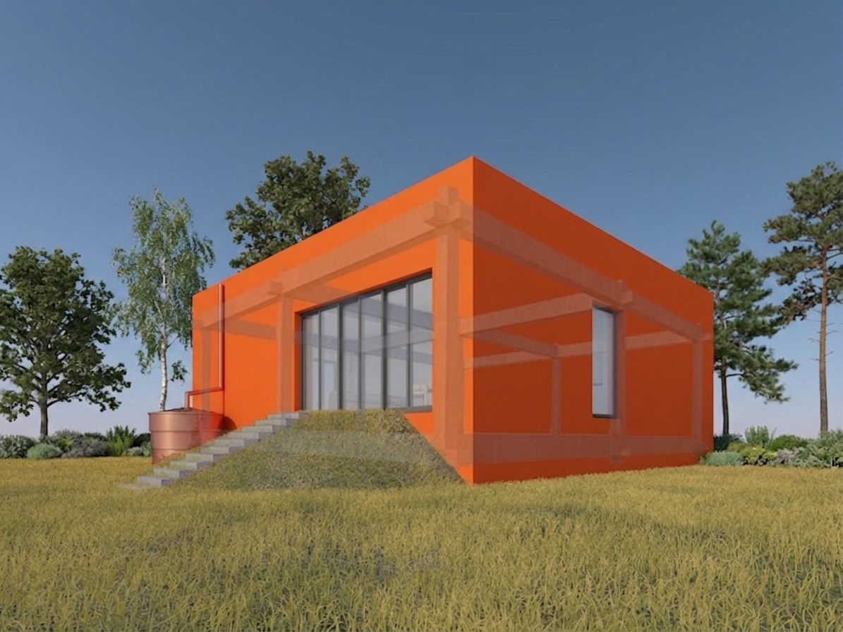 SMP House — expandable modular concrete home in natural setting